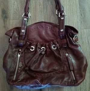 B MAKOWSKY Chocolate Brown Pebbled Genuine leather Large handbag Purse